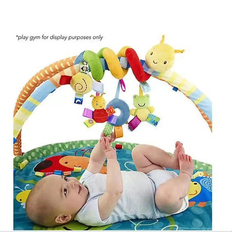 Baby Hanging Car Seat Toys Plush Activity Hanging Stroller Toys with BB Squeaker and Rattles For Newborn Travel Activity Toy